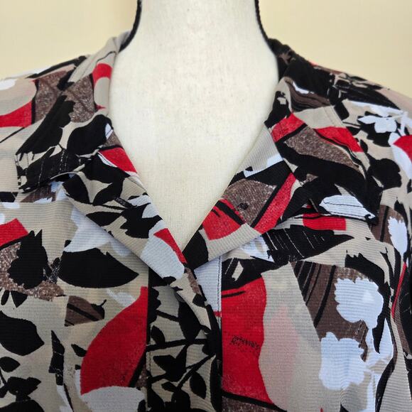 Style & Co 2X Chiffon Tunic Blouse/Dress 3/4 Roll Tab Sleeve Button Front Flowy - Picture 3 of 16